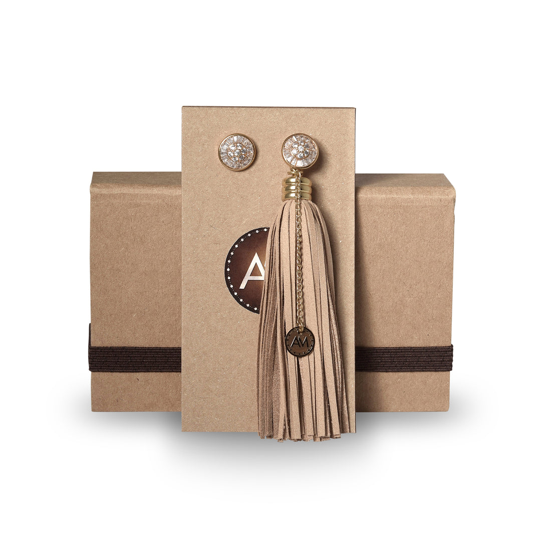 Brincos Baguete Tassel Nude
